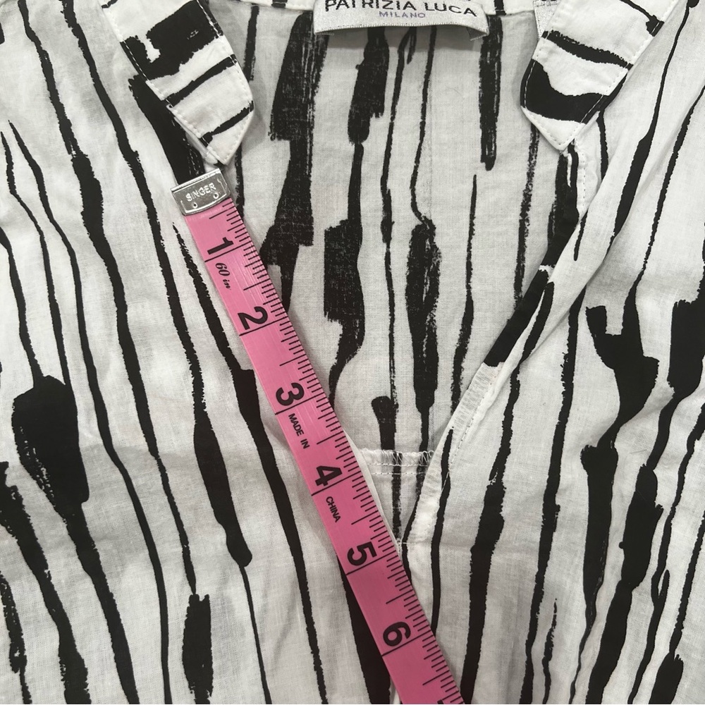 Patrizia Luca Cotton Gathered Front Hi-Lo Top White & Black Women’s Sz M/L NWOT - Picture 9 of 10